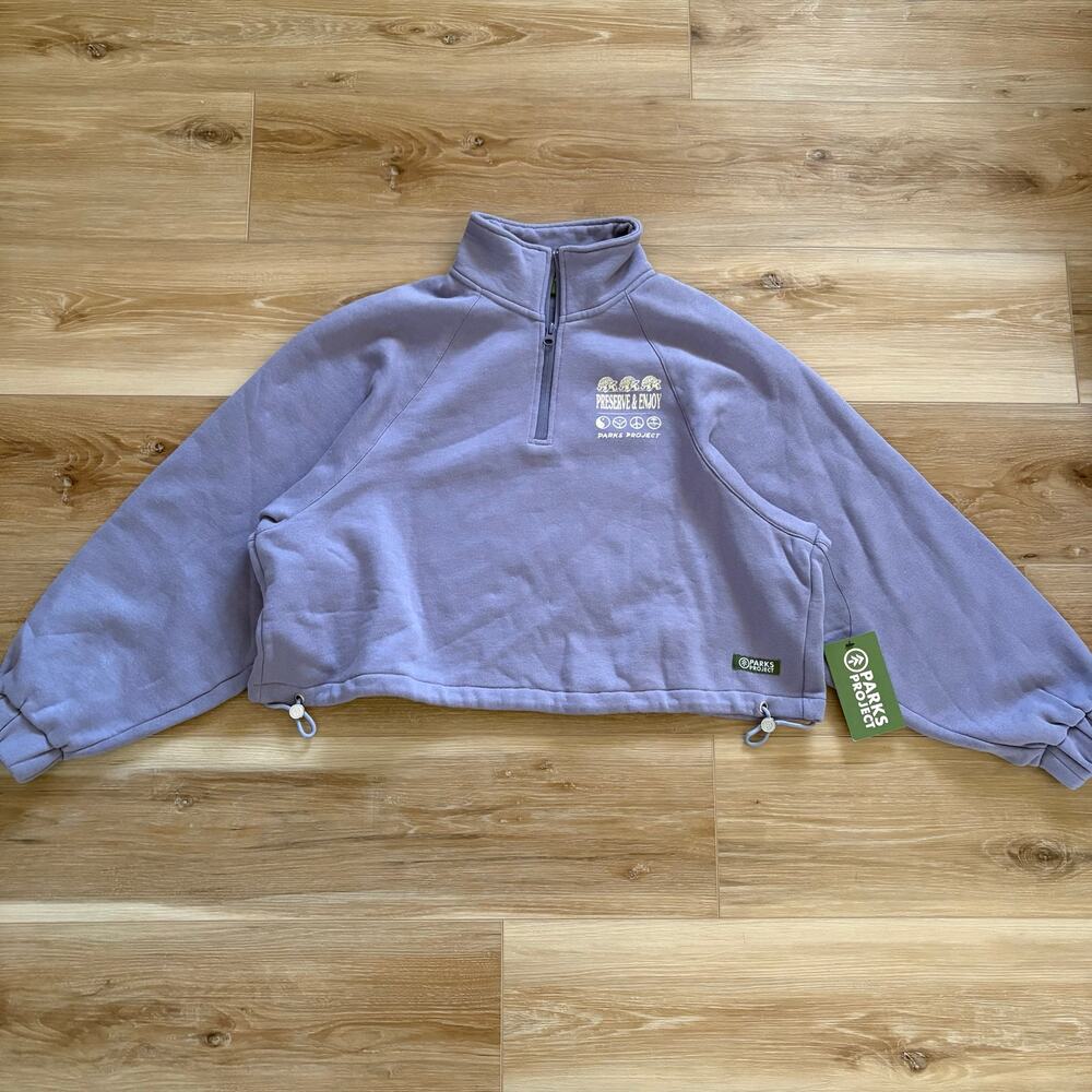 PARKS PROJECT Preserve & Enjoy 1/4 Zip Cropped Fleece Sweatshirt S